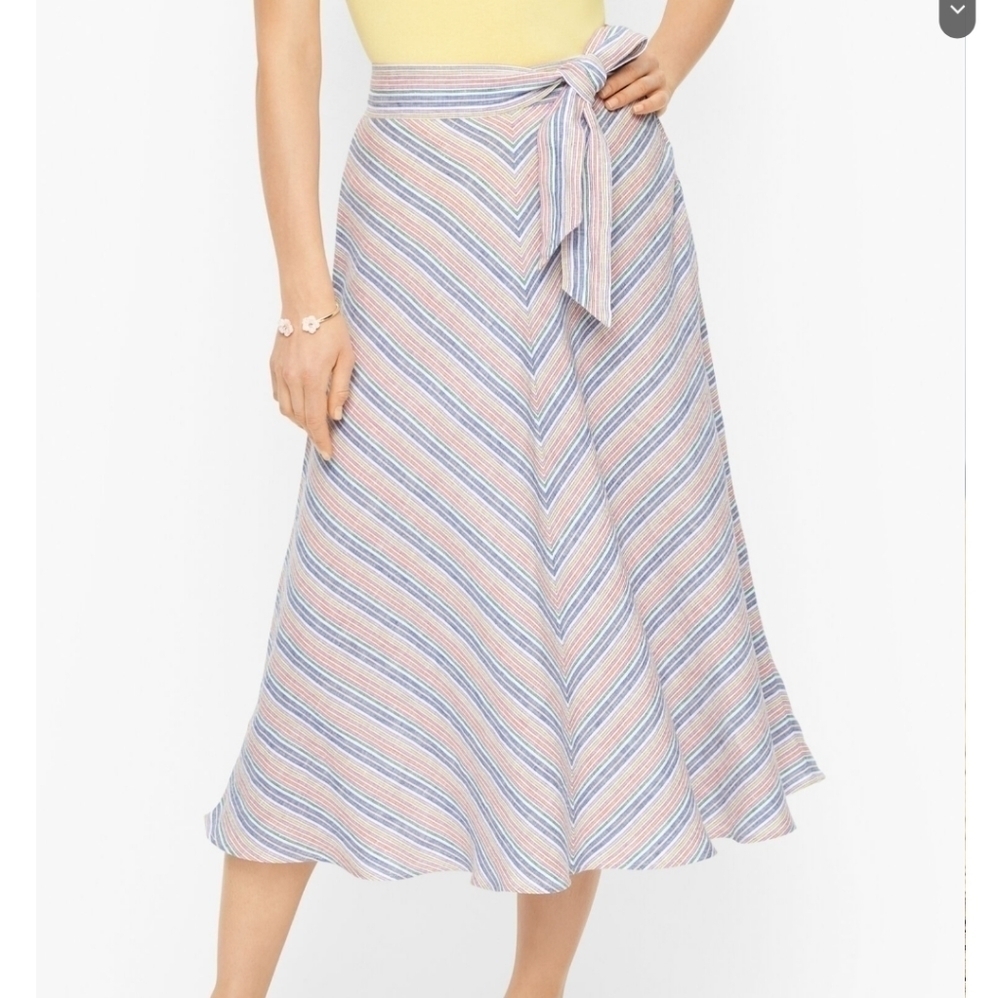 Talbots Skirt Womens 2 Linen Blend Multicolor
